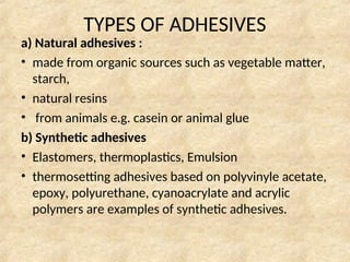 ALL ADHESIVES used in INTERIOR DESIGN- materials | PPT