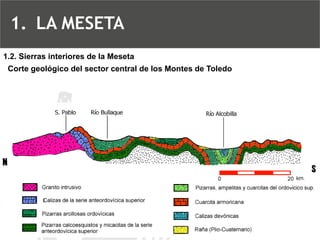 Corte geológico del sector central de los Montes de Toledo 
1.2. Sierras interiores de la Meseta 
1.LA MESETA  