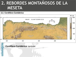 2.2. Cordillera CantábricaCordillera Cantábrica: sectores2. REBORDES MONTAÑOSOS DE LA MESETA  