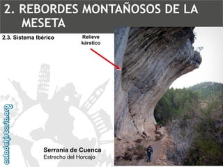 Serranía de CuencaEstrecho del Horcajo2.3. Sistema IbéricoRelieve kárstico2. REBORDES MONTAÑOSOS DE LA MESETA  