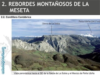 Vista panorámica hacia el SE de la Sierra de La Sobia y el Macizo de Peña Ubiña2.2. Cordillera Cantábrica2. REBORDES MONTA...