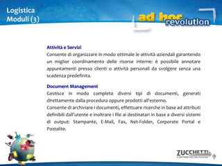 Controllo di GestioneModuliContabilità analiticaRende disponibile la conoscenza analitica dei fenomeni aziendali, ossia dei costi e ricavi per reparto, per centro di responsabilità o commessa.Analisi di bilancioGestisce in modo esaustivo le problematiche connesse all’assestamento delle scritture contabili, alla riclassificazione del bilancio, all’analisi per indici, al confronto fra bilanci previsionali e consuntivi.