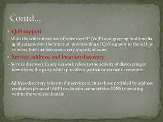 Applications of ad hoc and wireless sensor networks | PPTX