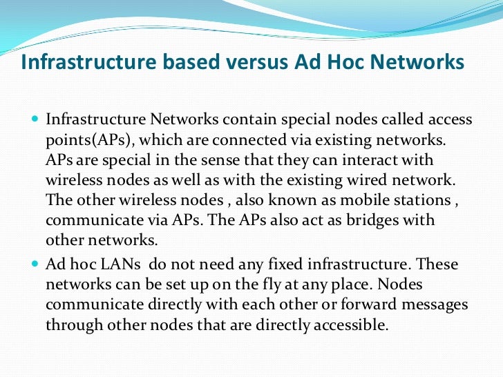 Ad hoc networks