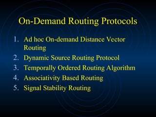 Comprehensive Overview of Ad Hoc Networks and Routing Protocols | PPT
