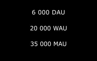 6 000 DAU
20 000 WAU
35 000 MAU
 