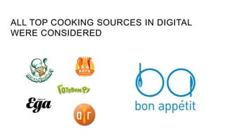 ALL TOP COOKING SOURCES IN DIGITAL
WERE CONSIDERED
 