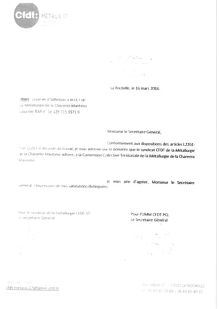 IDCC 923 Adhésion cfdt metaux 17