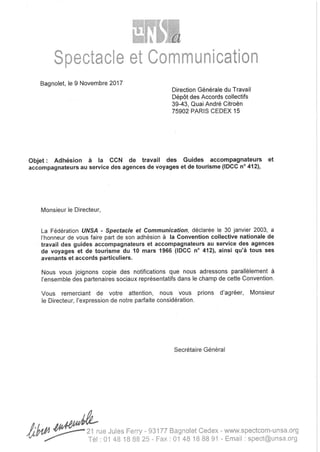 IDCC 412 Adhésion unsa spectacle