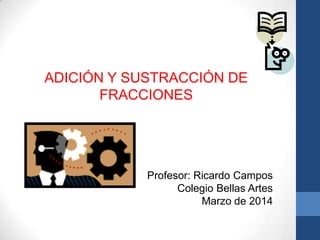 ADICIÓN Y SUSTRACCIÓN DE
FRACCIONES
Profesor: Ricardo Campos
Colegio Bellas Artes
Marzo de 2014
 