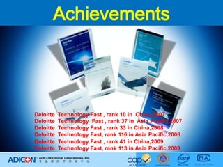 AchievementsDeloitte  Technology Fast , rank 10 in  China,2007Deloitte  Technology  Fast , rank 37 in  Asia Pacific,2007Deloitte  Technology Fast , rank 33 in China,2008Deloitte  Technology Fast, rank 116 in Asia Pacific,2008Deloitte  Technology Fast , rank 41in China,2009Deloitte  Technology Fast, rank 113in Asia Pacific,2009