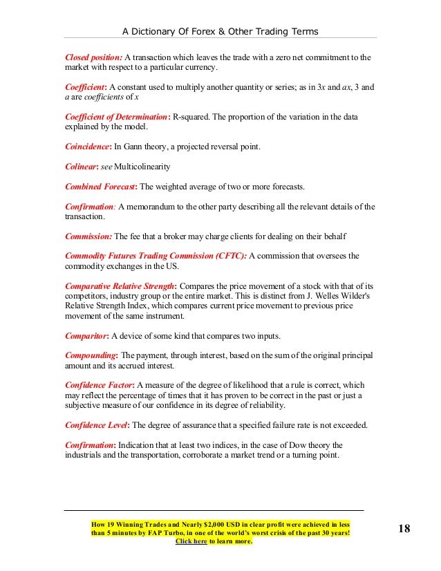 Forex trading terms