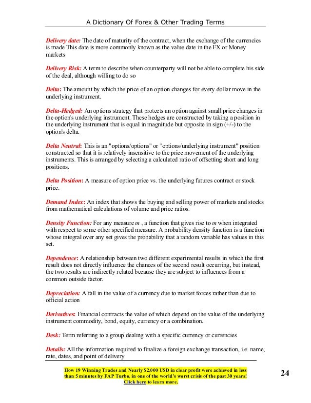 Forex trading dictionary pdf