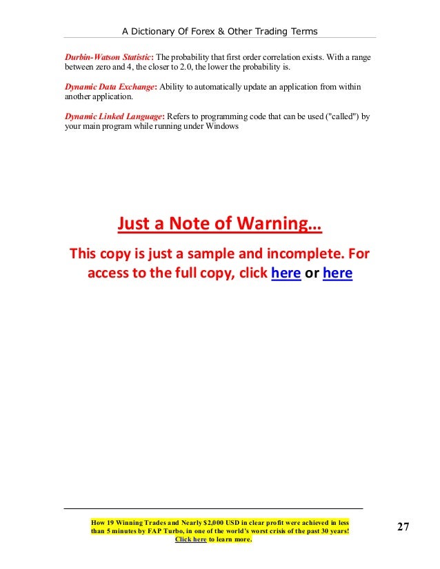Forex trading dictionary pdf