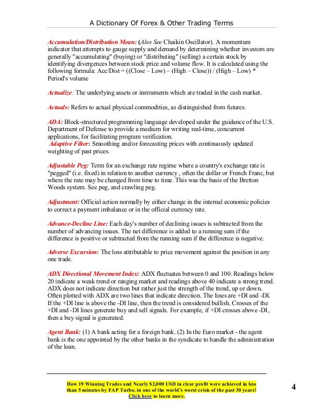 Forex trading terminology jargon