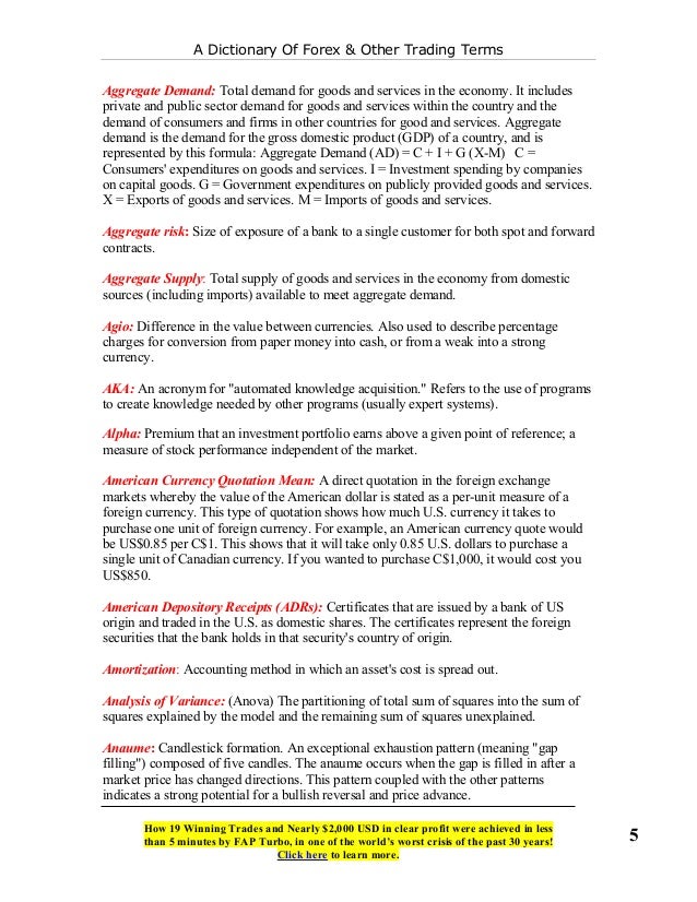 Forex trading dictionary pdf