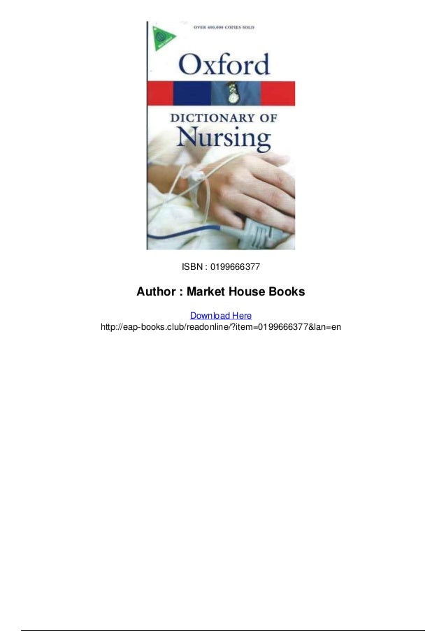 A dictionary of nursing pdf