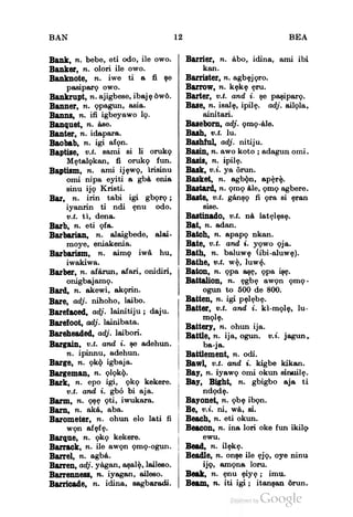 A Dictionary Of The Yoruba Language Text