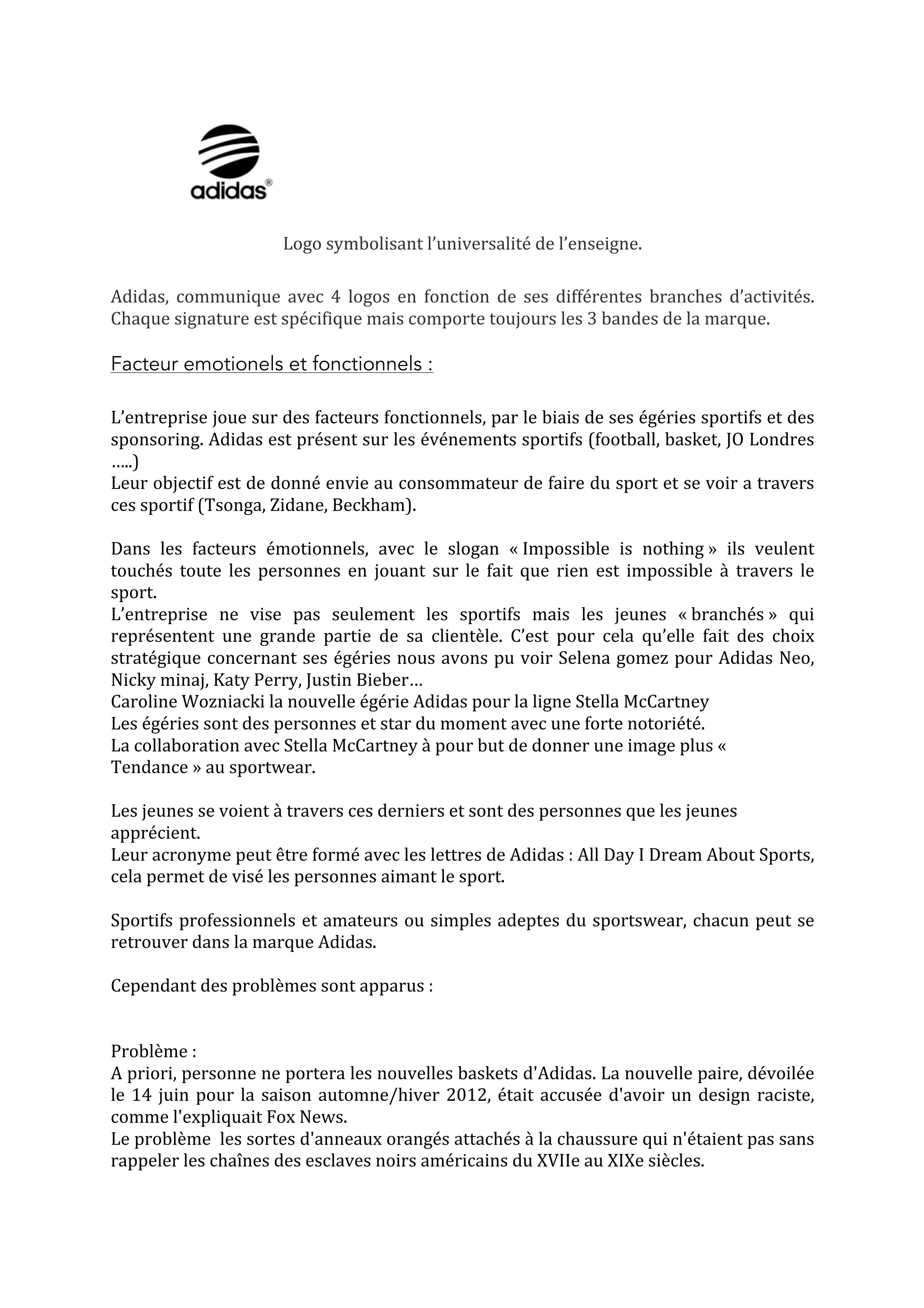 caractérisation de l entreprise adidas