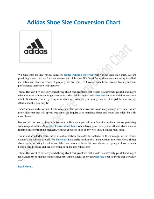 adidas sneakers size chart