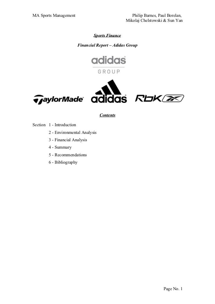 adidas stock report
