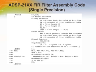 ADSP-21XX FIR Filter Assembly Code (Single Precision) 