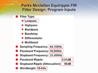 Parks Mcclellan Equiripple FIR Filter Design: Program Inputs 