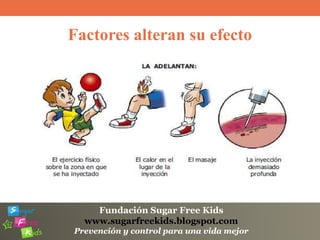 Fundación Sugar Free Kids
www.sugarfreekids.blogspot.com
Prevención y control para una vida mejor
Factores alteran su efecto
 