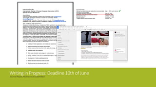 Writingin Progress:Deadline10th of June
Journal Paper, Abstract was submitted