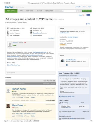 Ad images and content to wp theme   website design job