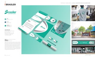 Client: Công ty Cổ phần Brasler Việt Nam
Coppyright: 2017
Designed by: Adina Vietnam
Brasler Việt Nam tiền thân là công ty Anh Hiếu chuyên về
thiết bị vệ sinh. Với kinh nghiệm 10 năm hoạt động, Anh Hiếu
đã phủ hết thị trường cả nước. Bỏ quên xây dựng nhận diện
thương hiệu nên Anh Hiếu chỉ kinh doanh tốt ở các tỉnh
ngoài Hà Nội. Sau nghiên cứu kỹ lưỡng, Anh Hiếu hiểu rằng
thiếu nhận diện thương hiệu chuyên nghiệp là bước cản cho
Anh Hiếu phát triển mạnh mẽ, đồng đều trên toàn quốc.
Lầy tên thương hiệu Brasler mang âm hưởng Đức và phát
triển nhận diện thương hiệu chuẩn chỉ chuyên nghiệp từ
logo, bộ văn phòng, bao bì tới catalogue, tạo điểm chạm
chuẩn chỉ tới khách hàng là bước đi đúng đắn của Anh Hiếu
trong giai đoạn phát triển vững mạnh
OUR SERVICE I BRAND IDENTITY - DỊCH VỤ I NHẬN DIỆN THƯƠNG HIỆU DOANH NGHIỆP
BRASLER
36 I Adina Vietnam Proﬁle Adina Vietnam Proﬁle I 37
Roboto Bold Italic
a b c d e f g h i j k l m n o p
q r s t u v w x y z
A B C D E F G H I J K L M N
O P Q R S T U V W X Y Z
1 2 3 4 5 6 7 8 9 0
PANTONE Bright Green C
C80 M5 Y55 K0
R0 G172 B145 #00AC91
Chữ B
Tạo điểm nhấn, sự ấn tượng
và độc đáo
Toàn cầu
Sự kết nối, phát triển,
tính toàn cầu, vươn xa
 