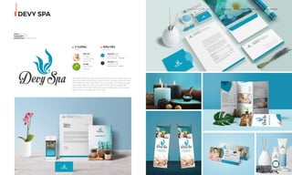 06 I Adina Vietnam Proﬁle
DEVY SPA
Ý TƯỞNG
IDEA
MÀU SẮC
COLOR
Phụ nữ
Vẻ đẹp,
sự dịu dàng,
nâng niu
PANTONE 7409C
C 80 M 20 Y 25 K 0
R 6 G 150 B 183 #0696B7
PANTONE 7409C
C 0 M 0 Y 0 K 90
R 26 G 26 B 26 #1A1A1A
Lá cây
Thân thiện,
gần gũi
Devy Spa là spa cao cấp nổi tiếng tại Thanh Hóa. Bộ nhận diện của
Devy Spa được thiết kế đáp ứng tính định vị ngành nghề cao. Màu
xanh được lựa chọn biểu trưng cho các cô gái- cành vàng, lá ngọc
luôn được nâng niu, chăm sóc. Kết hợp với đại sứ thương hiệu-
Phương Trinh, chỉ sau 2 năm xây dựng, thương hiệu Devy Spa đã
gặt hái thành công lớn tại Thanh Hóa.
OUR SERVICE I BRAND IDENTITY - DỊCH VỤ I NHẬN DIỆN THƯƠNG HIỆU DOANH NGHIỆP
54 I Adina Vietnam Proﬁle Adina Vietnam Proﬁle I 55
Client: Devy Spa
Coppyright: 2017
Designed by: Adina Vietnam
 