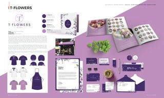 56 I Adina Vietnam Proﬁle Adina Vietnam Proﬁle I 57
T-FLOWERS
25
T - ﬂowers (TF)
Cách điệu chữ cái tên
thương hiệu T-Flowers
Hình tròn, chiếc lá
Thể hiện tính chăm
sóc, sự tận tâm
T F
PANTONE 669C
C90 M100 Y30 K20
R61 G37 B98 #3D2562
PANTONE 7439C
C25 M50 Y0 K0
R189 G140 B191 #BD8CBF
Client: Công ty Cổ phần Teahouse
Coppyright: 2018
Designed by: Adina Vietnam
T-Flowers là nơi quy tụ của các nghệ nhân yêu hoa nhiệt thành, được đào tạo chuyên
môn cao ở trong và ngoài nước. Với tầm nhìn trở thành cánh chim đầu đàn trong ngành
hoa tươi nghệ thuật, T-Flowers luôn mang đến cho khách hàng những sản phẩm hoa
nhập khẩu trực tiếp chất lượng, an toàn; thông tin minh bạch với giá thành hợp lý. Tuy rất
giỏi nghề và có tiếng trong ngành, nhưng thương hiệu T- Flowers chưa thực sự được đầu
tư để phù hợp với đẳng cấp thương hiệu. Bên cạnh đó, để chuẩn bị tốt về mặt hình ảnh
cũng như chất lượng cho cuộc thi Hoa hậu Việt Nam 2018, T- ﬂowers quyết định làm mới
hoàn toàn thương hiệu.
Sau khi hai bên đã gặp gỡ và trao đổi, Adina đã bắt tay vào thiết kế logo và bộ CIP nhằm
mang đến sự đồng bộ tại các điểm nhận diện thương hiệu. Adina thiết kế nhận diện
thương hiệu phù hợp với định vị đi đầu trong ngành cũng như hình tượng người chăm
sóc của T- Flowers. Để mang lại sự khác biệt, Adina lựa chọn màu tím là màu thương hiệu
vừa định vị ngành nghề vừa thể hiện được vẻ đẹp của sản phẩm.
Dưới đây là những hình ảnh về các sản phẩm trong bộ nhận diện thương hiệu mà Adina
đã thực hiện nhằm tái định vị thương hiệu cho T- Flowers chuẩn bị trước thềm Hoa hậu
Việt Nam 2018.
OUR SERVICE I BRAND IDENTITY - DỊCH VỤ I NHẬN DIỆN THƯƠNG HIỆU DOANH NGHIỆP
 