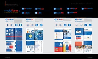 OUR SERVICE I CODE IDENTITY - DỊCH VỤ I NHẬN DIỆN CỐT LÕI
MOBIFONE
16 I Adina Vietnam Proﬁle Adina Vietnam Proﬁle I 17
Mtracker là giải pháp công nghệ toàn diện với hỗ trợ trên thiết bị di
động giúp giám sát hành trình di chuyển và gửi tọa độ thiết bị về trung
tâm lưu trữ dữ liệu (Server) theo thời gian nhất định được người quản lý
thiết lập.
Mtracker-Mobifonelàsảnphẩmmanglạigiátrịgiatăngcholợiíchcủa
doanh nghiệp trong thời kì công nghệ số. Không chỉ gia tăng năng suất
laođộngtrựctiếpcủadoanhnghiệpthôngquaviệckiểmsoátvàtốiưu
hóa lịch trình di chuyển của từng nhân viên, mTracker còn giúp doanh
nghiệp có thể thu thập các thông tin cần thiết của những điểm, địa chỉ
mà doanh nghiệp quan tâm trên hành trình di chuyển của nhân viên.
Mục tiêu sản phẩm hướng tới việc nâng cao hiệu suất làm việc của
nhân viên, giảm thiểu chi phí phát sinh cho doanh nghiệp, đồng thời
gia tăng tính gắn kết của doanh nghiệp với các điểm trên tuyến, tránh
tình trạng phụ thuộc vào nhân viên kinh doanh.
MTRACKER
GIẢI PHÁP GIÁM SÁT HÀNH TRÌNH
Tìm kiếm sự đổi mới trong việc kết nối liên lạc thay đổi những
hạn chế của tổng đài truyền thống. Trung tâm liên lạc 3C là
giải pháp chăm sóc khách hàng đa kênh hợp nhất (gồm các
kênh: Facebook, Live chat, Email, Thoại, SMS), được xây dựng
trên nền điện toán đám mây (3C - Cloud Contact Center).
Giải pháp cung cấp công cụ liên lạc mạnh mẽ cho các doanh
nghiệp dựa trên nền tảng viễn thông của Mobifone và hạ tầng
Internet. Mang lại những tính năng tối ưu nâng cao hiệu quả
hoạt động cho doanh nghiệp.
MOBIFONE 3C
CLOUD CONTACT CENTER – 3C
▷ Quản lý kênh phân phối
Doanh nghiệp có thể quản lý hàng tồn kho theo kênh phân
phối từ doanh nghiệp, nhà phân phối, xuống các đại lý, điểm
bán lẻ… để phân bổ hàng hóa kịp thời, mọi lúc mọi nơi.
▷ Quản lý bán hàng
Giao chỉ tiêu, thực hiện bán hàng và báo cáo thống kê nhằm
kiểm soát tốt doanh số, nâng cao chất lượng bán hàng của
nhân viên qua đó thúc đẩy tối ưu hiệu quả kinh tế.
▷ Chăm sóc điểm bán lẻ
Cập nhật và phản hồi thông tin về trang thiết bị, sản phẩm,
hàng tồn kho và thông tin đối thủ tại điểm bán lẻ theo địa
bàn/ theo tuyến.
MSALE – PH N M M QU N LÝ KÊNH PHÂN PH I
BÁN HÀNG TRÊN N N T NG DI Đ NG
WorkON được cung cấp trên toàn bộ các nền tảng Web
desktop/ Mobile web/ Android app/ iOs app giúp nhân viên
doanh nghiệp có thể làm việc mọi lúc, mọi nơi.
Nền tảng giao tiếp và cộng tác trong nội bộ doanh nghiệp:
thực hiện theo từng phòng ban và phân chia quyền tiếp cận
trong các phòng ban. Hệ thống real-time notiﬁcation giúp
mọi nhân viên luôn luôn được cập nhật các thông tin trao đổi
trong nội bộ doanh nghiệp
GIẢI PHÁP QUẢN TRỊ DOANH NGHIỆP
 