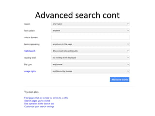Advanced search cont

 