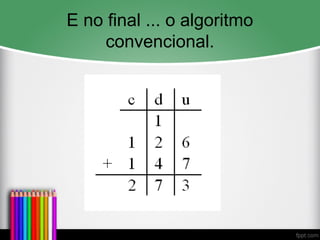 E no final ... o algoritmo
convencional.
 