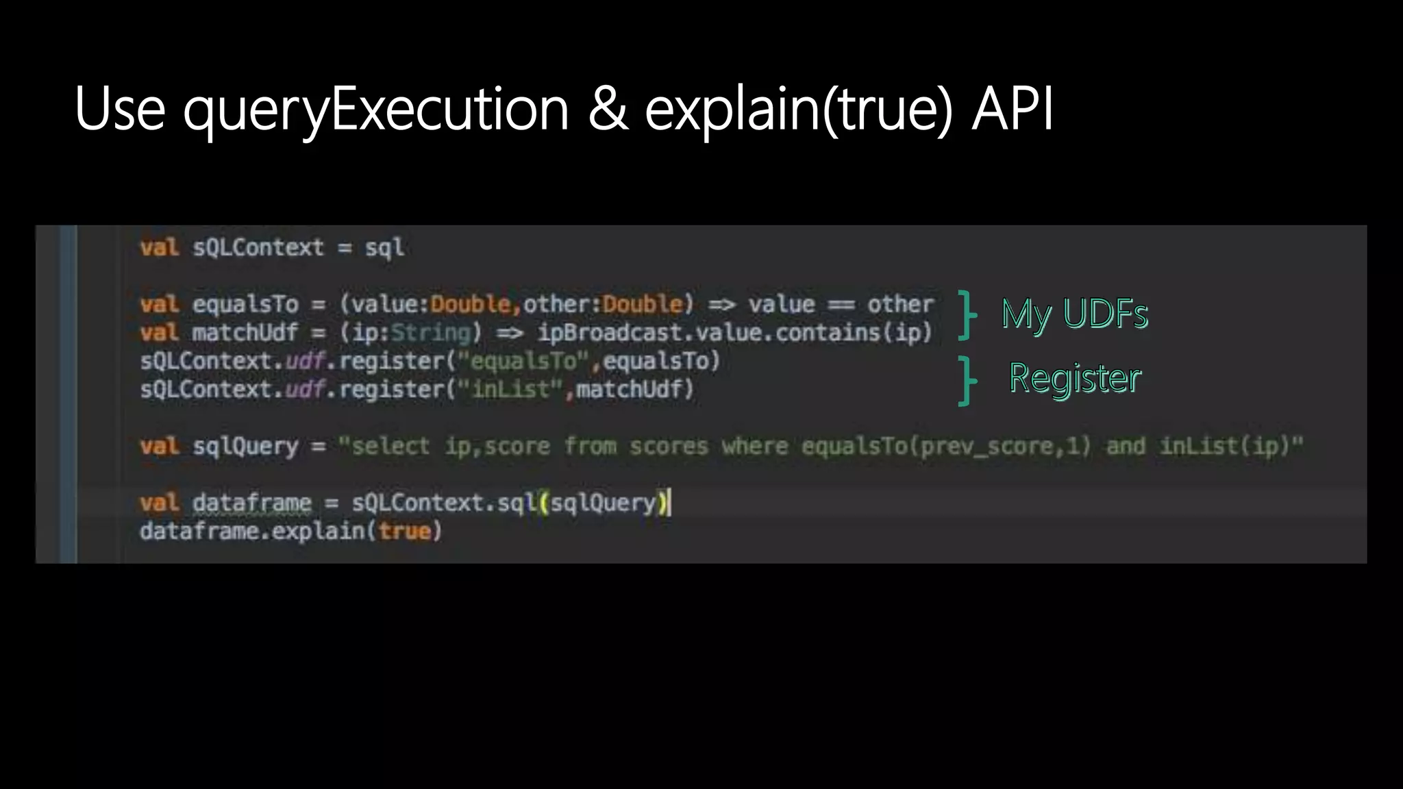 Use queryExecution & explain(true) API
 