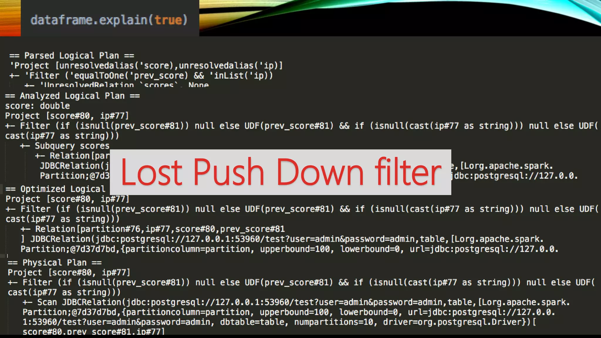 Lost Push Down filter
 