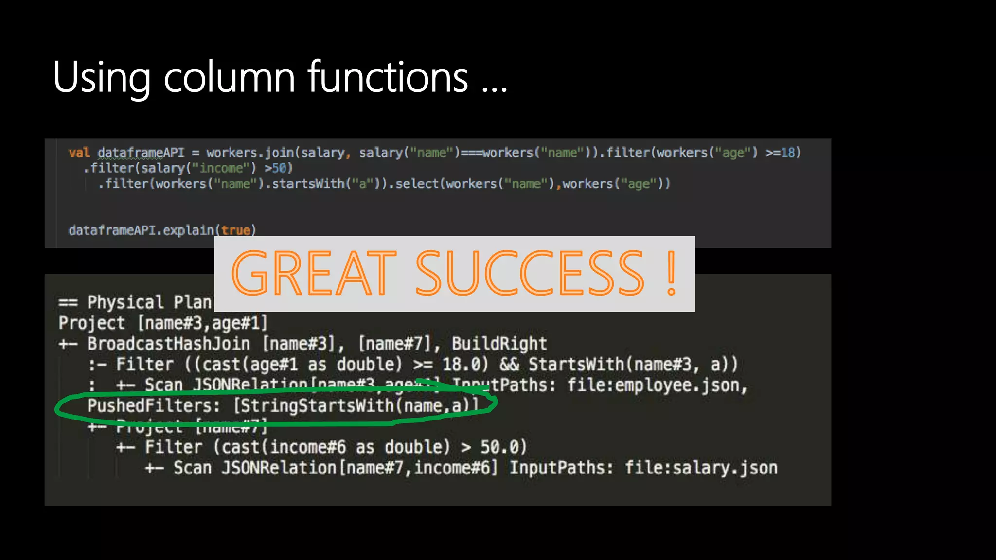 Using column functions ...
 