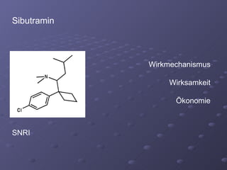 Sibutramin SNRI Wirkmechanismus Wirksamkeit Ökonomie 