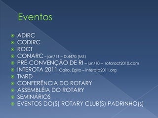 Compartilhe as visões dos companheiros para o clube e monte uma única visão oficial para o clube.Planejamento EstratégicoOnde estamos agora?BrainstormingAnálise SWOTOnde queremos chegar?Missão do RotaractVisão de FuturoComo chegaremos lá?Objetivos SMARTPlano de Ação 5W3H