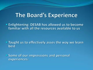 Monthly meetings with Ms. Edelstein and other DE staff over WebEx