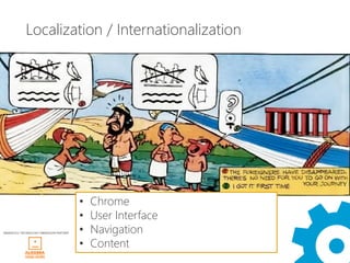 Localization / Internationalization




                                         •   Chrome
                                         •   User Interface
WINDAYS12 TECHNOLOGY OBRAZOVNI PARTNER   •   Navigation
                                         •   Content
 