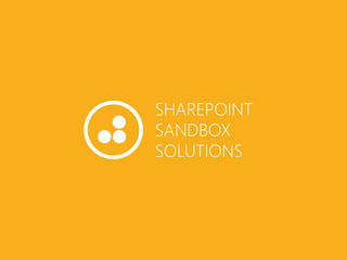 SHAREPOINT
SANDBOX
SOLUTIONS
 