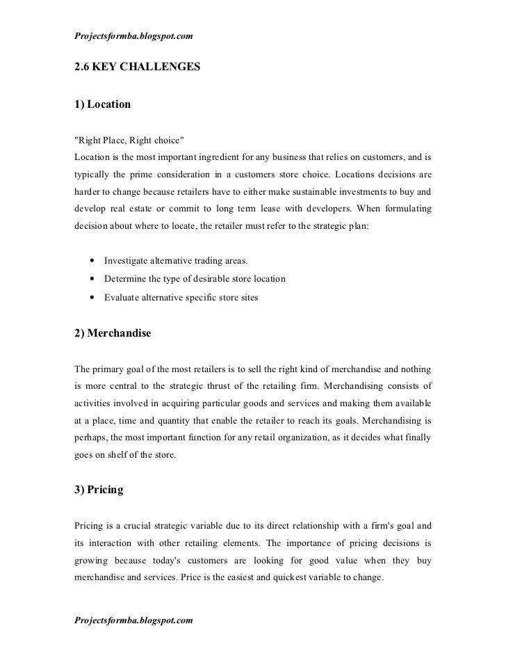 Dissertation reports retail