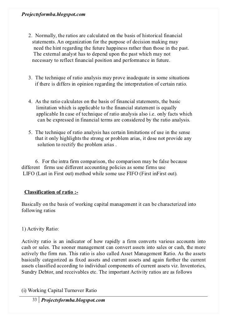 Dissertation on accounting ratios