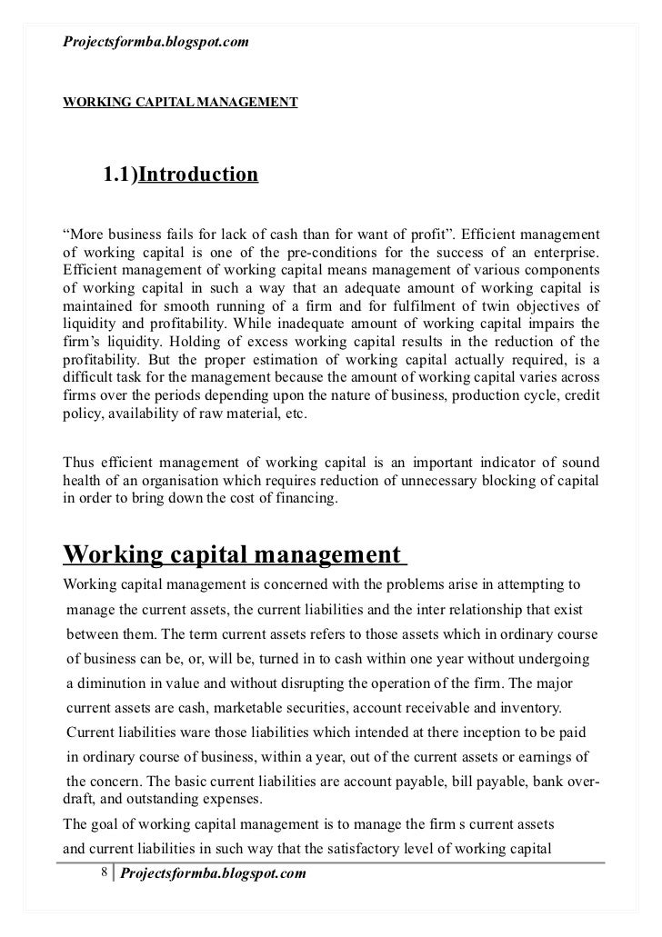 Dissertation on working capital management