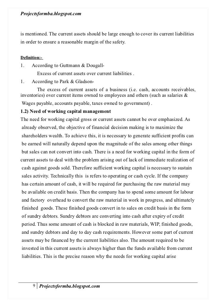 Phd thesis on working capital management