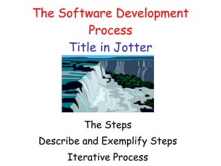 The Software Development Process Title in Jotter The Steps Describe and Exemplify Steps Iterative Process 