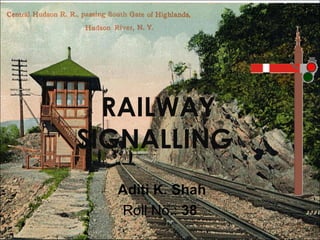 RAILWAY
SIGNALLING
Aditi K. Shah
Roll No.: 38
 